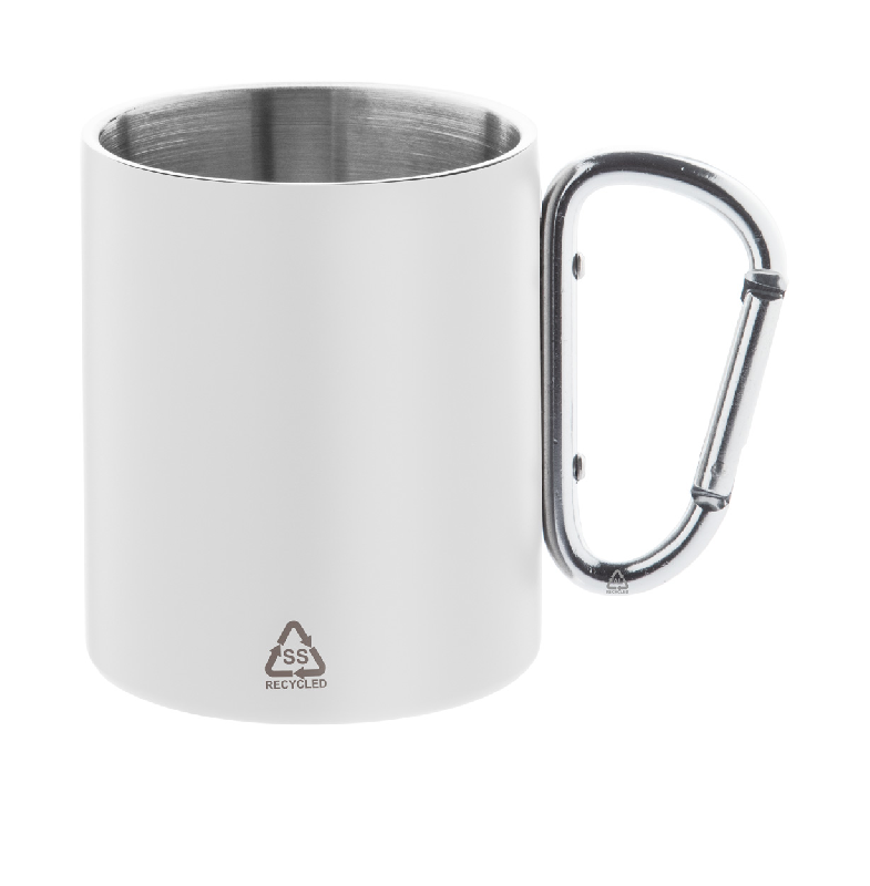 Mug thermos - double paroi en acier inoxydable recyclé - poignée mousqueton en aluminium - 300 ml_0