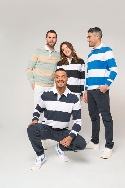 Polo rugby rayé manches longues unisexe - Kariban K285 - 100% coton, coupe ajustée, disponible en grandes tailles_0