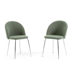 RATTATAN Lot de 2 chaises en tissu teddy d’intérieur, pieds en métal, rembourrées pour cuisine, salle à manger, restaurant – Sara Teddy – Ve_0