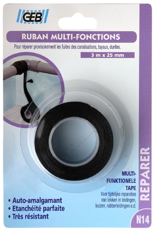 Ruban d'étanchéité multifonction GEB - Auto-amalgamant, étanchéité parfaite - 3 m x 25 mm_0