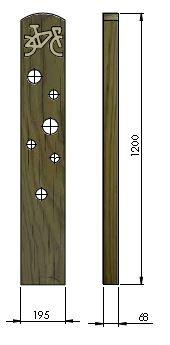 Support vélo - Lame bois - Pin traité autoclave classe 4 - À sceller - Dimensions 68x195x1200 mm_0