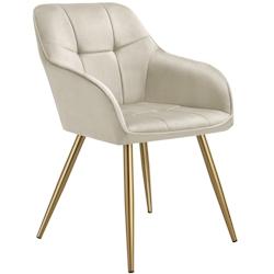 TecTake GmbH tectake Chaise de salle à manger avec aspect velours capitonné crème/doré - 405725 - beige 405725_0