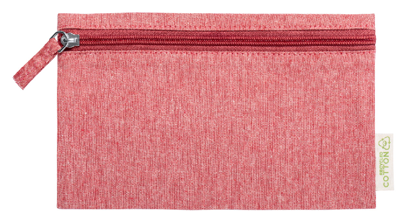 Trousse de toilette zippée en coton recyclé - 100% coton recyclé - Couleur rouge - Poids 18g_0