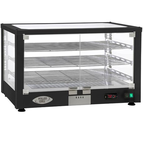 VITRINE CHAUFFANTE VENTILÉE WD780SN ROLLER GRILL 3 NIVEAUX NOIR