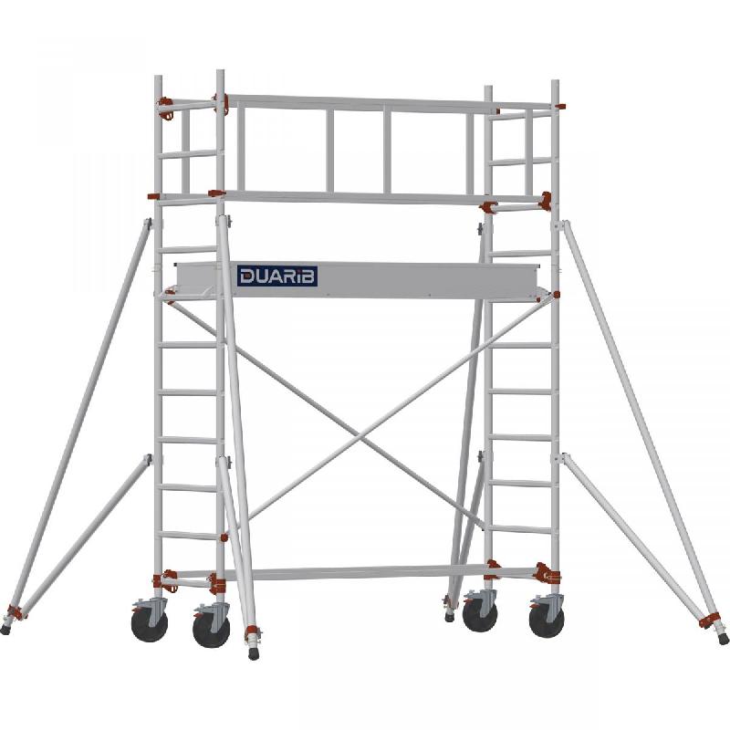 Échafaudage roulant aluminium AL 205 version base pliante - Hauteur de travail : 3,90 m - DUARIB - 613722_0