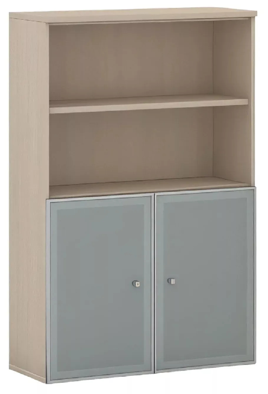 Armoire combiné portes en verre avec serrure sur cadre alu - 2 étagères - hauteur 158 cm So Madrid_0