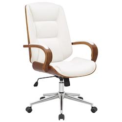 CLP Fauteuil de bureau Yankton en similicuir avec coque de siège en bois Noyer / Blanc - blanc polyester 318678_0
