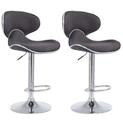 Décoshop26 - Lot de 2 tabourets de bar pivotant design moderne en tissu gris foncé support en métal chromé 10_0004267 - gris 3000252014623_0