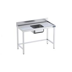 Distform Table de chef Inox avec bac Central, bord anti ruissellement et renforts Gamme 600 Acier inoxydable1600x600 600x600x - 641094783327_0