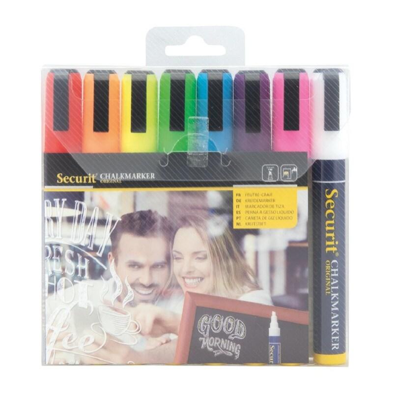 Feutres craie à encre liquide coloris assortis 6mm (lot de 8) - 145 x 20 x 150 mm - SECURIT - 0615402160292_0