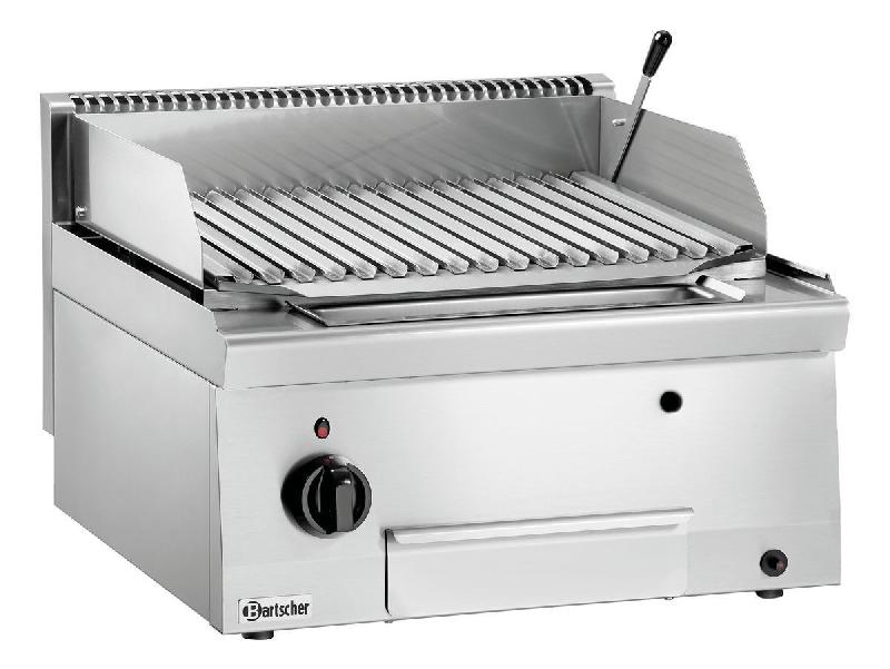 Grill pierre lave gaz 600 - acier inoxydable 18/10 - BARTSCHER - 7,3 kW - L600 x P600 x H290 mm_0