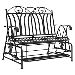 Helloshop26 - Banc de jardin meuble de patio d'extérieur terrasse coulissant 2 places 114 cm noir acier 02_0011121 - 3000610182728_0