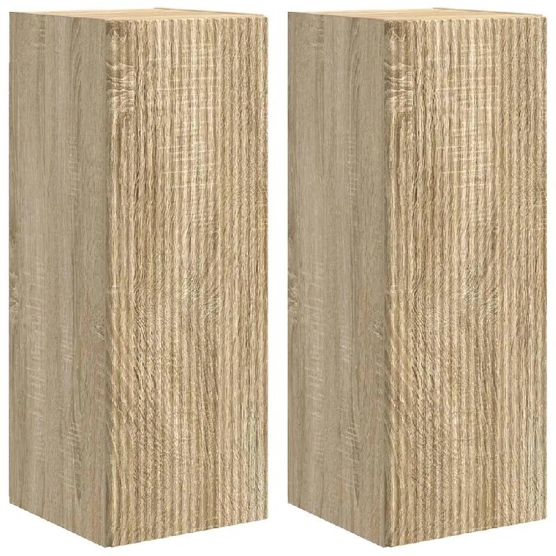 Helloshop26 - Meuble TV mural moderne 30 x 31 x 80 cm avec rangements élégants minimaliste en bois d'ingénierie sonoma 02_0054972 - Bois massif 300_0