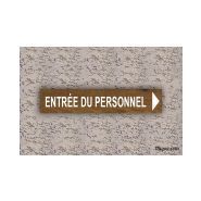 Panneau directionnel - pic bois - hauteur 20 cm - en compact gravé et peint - décor imitation bois pin_0