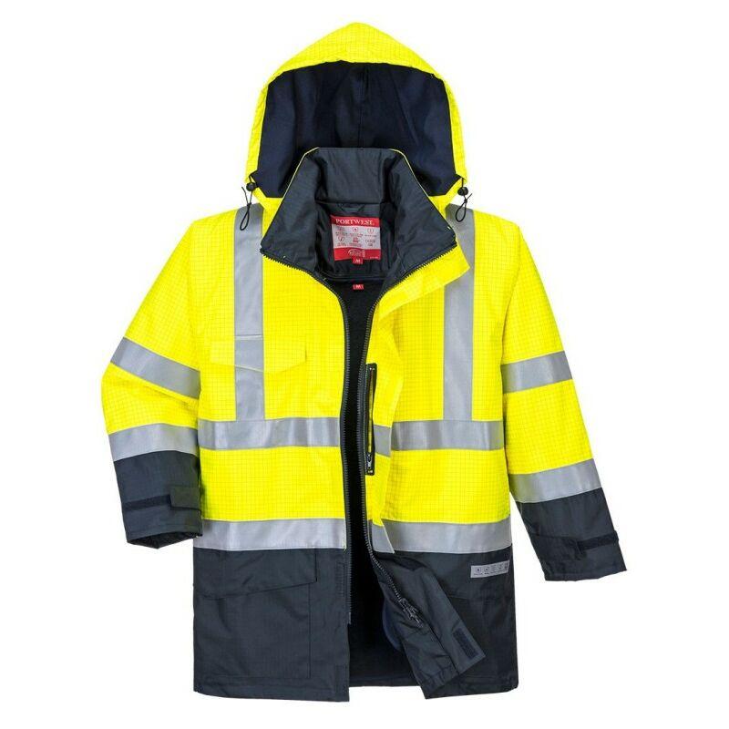 Parka De Travail TRAFFIC HV Portwest - Jaune/Gris 2XL - Imperméable, Haute Visibilité, Avec Capuche Détachable - Normes CE EN ISO