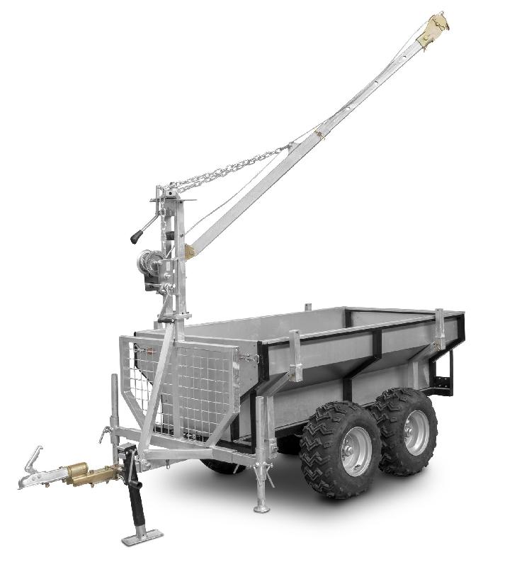 Remorque 1000 kg avec benne galvanisée et grue Torros AHR1000GK_0