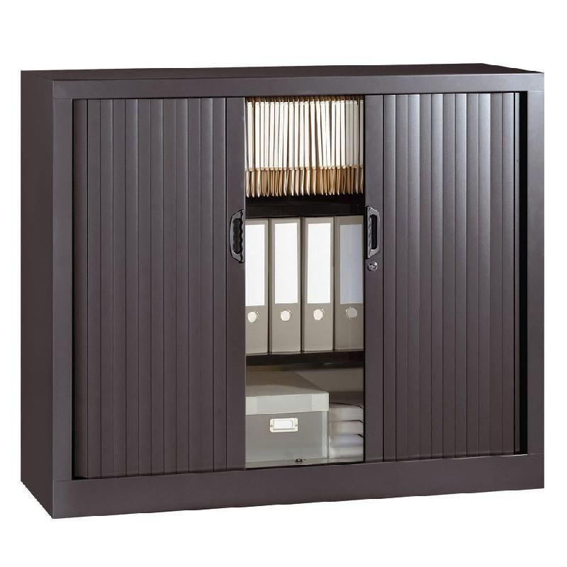 STAPLES ARMOIRE À RIDEAUX STAPLES NF ENVIRONNEMENT - H.100 X L.120 CM - CORPS ANTHRACITE - RIDEAUX ANTHRACITE