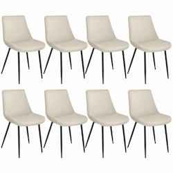 Tectake Lot de 8 chaises Rembourrées aspect velours assise Ergonomique crème - 404941 - beige polyester 404941_0
