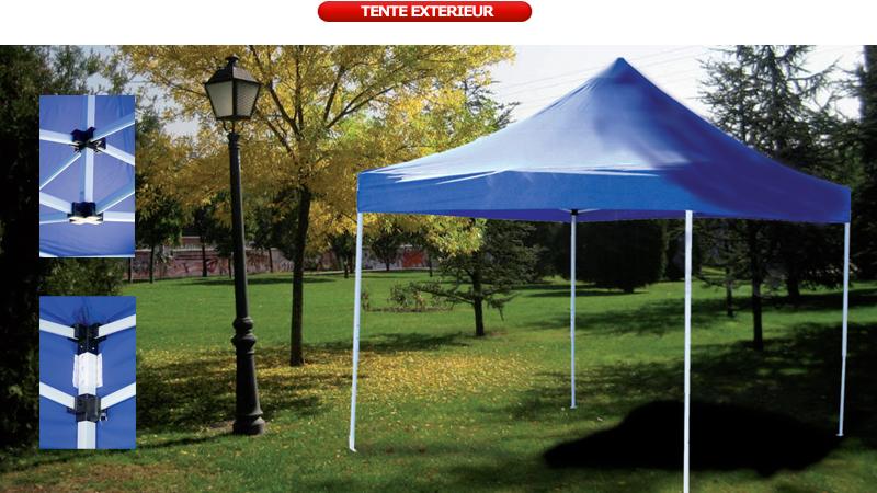 Tente d'exposition extérieure - structure en acier - 3x3m - disponible en bleu, blanc ou rouge_0