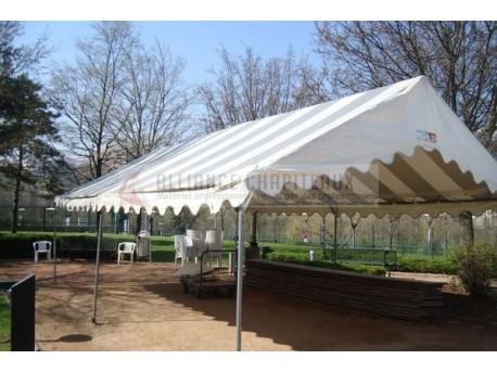 Tente de stockage fermée complete / structure fixe en acier / couverture unie / ancrage au sol avec platine / 8 x 5 x 3.37 m_0