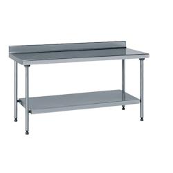 Tournus Equipement - Table inox adossée 900 x 2200 x 700 cm avec étagère et dosseret - Certifiée NF Hygiène alimentaire_0