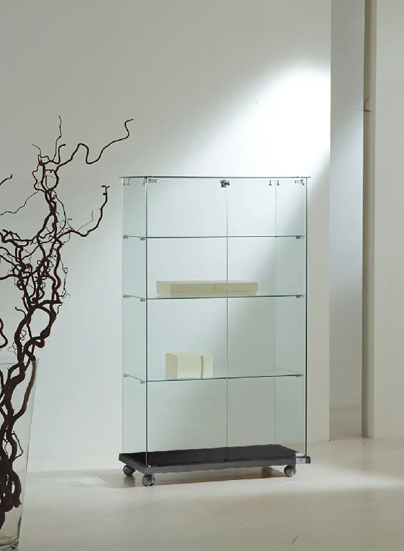 Vitrine d'exposition 8/14EVA - 80cm de large - 3 tablettes amovibles - Noir_0