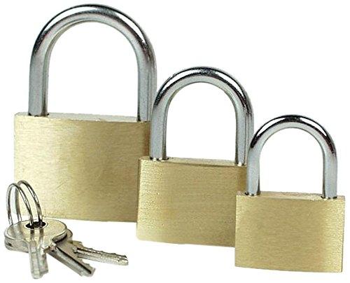 Mannesmann - Lot de 3 cadenas en laiton - 25 mm, 30 mm, 40 mm avec clés_0