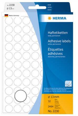 Étiquette universelle - Pastille de couleur ronde blanche Ø 13 mm - Référence 2230_0