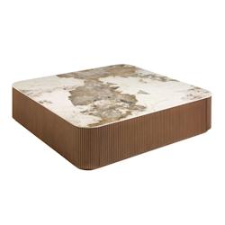 AC ANGEL CERDA Angel Cerdá Table basse carrée en porcelaine, marbre et noyer 2140C 120 x 120 x 28 - blanc Bois manufacturé 8435631032922_0