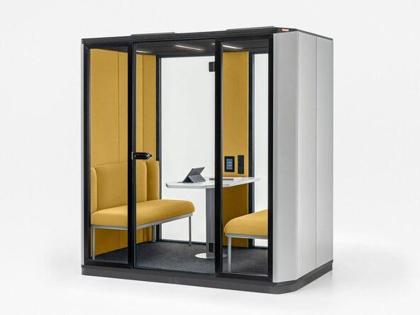 Cabine acoustique 4 personnes Coda avec banquette et table_0