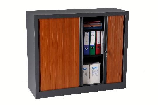 ARMOIRE PORTE À RIDEAUX POLYPROPYLÈNE VINCO HAUTEUR 100 CM MERISIER/ANTHRACITE