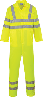 Combinaison HV poly-coton jaune E042 - certifiée CE, bandes réfléchissantes, taille M_0