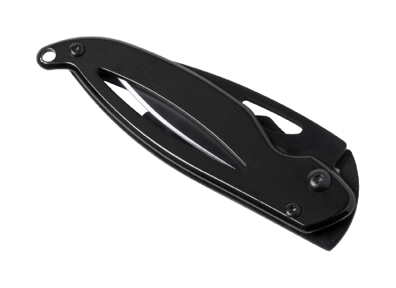 Couteau de poche en acier inoxydable - sécurité fermeture - 55g - couleur noire_0