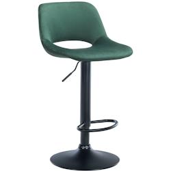 Décoshop26 - Tabouret de bar chaise haute x1 avec repose-pieds en velours vert piètement métallique noir 10_0004599 - noir 3000252192987_0