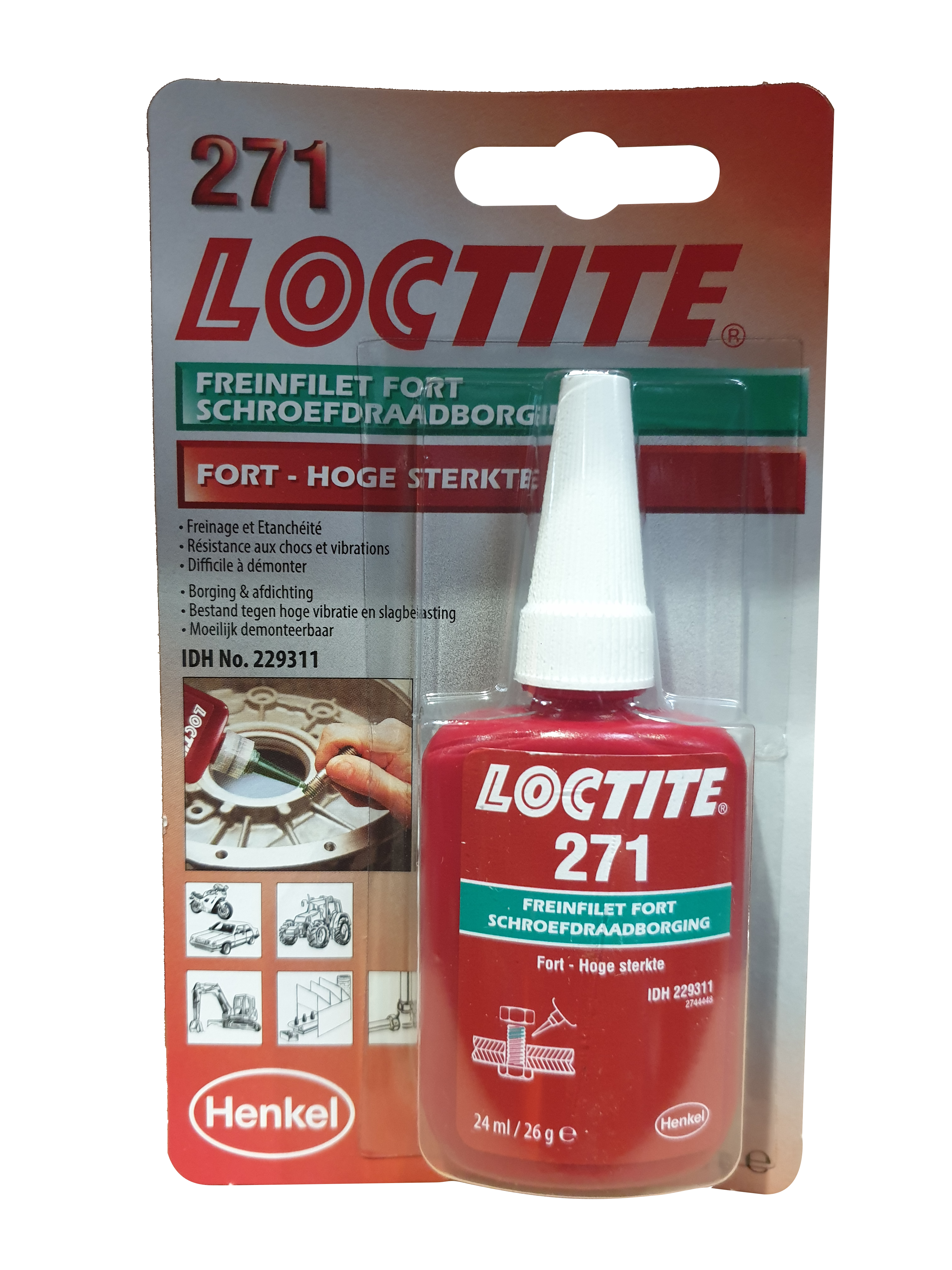 Frein filets rouge haute résistance - LOCTITE® 271 BC 24ML EGFD - Faible viscosité_0