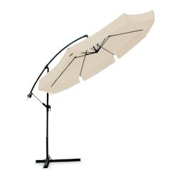 Garden Friend Parasol de jardin rond bras latéral couverture en polyester armature en acier avec manivelle 3 m x 3h m Ecru - beige multi-matériau O8_0