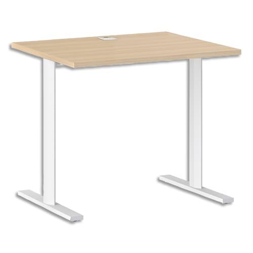 Gautier office bureau pied i fixe yes chêne - dimensions : l160 x h74 x p80 cm_0