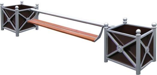 Banc public JARDIBANC - contemporain, confortable, en acier et bois traité_0