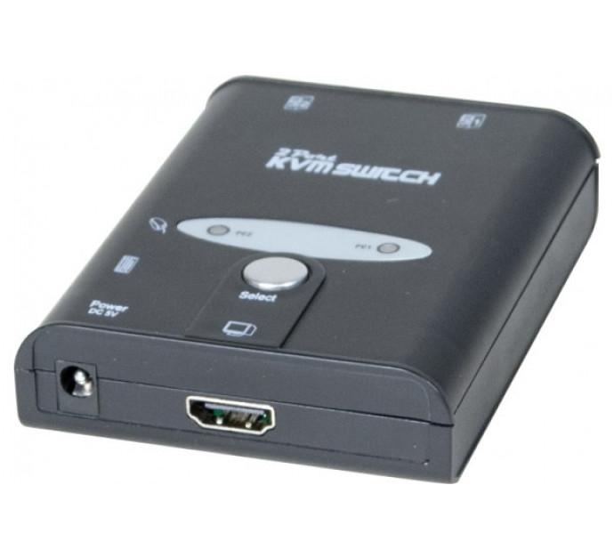 Mini switch KVM HDMI 4K/USB/Audio 2 ports - Câbles intégrés 1,30m - Référence 061180_0