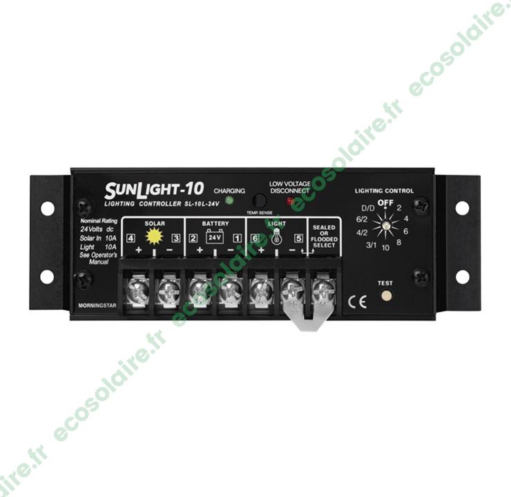 Régulateur de charge solaire SUNLIGHT SL-10L-24V - 10A - 24V - Programmation d'éclairage_0
