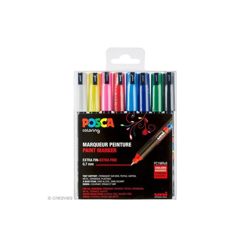 Set De 8 Marqueurs à Pointe Calibrée Extra Fine Posca Basic - multicolore 3296280033341_0