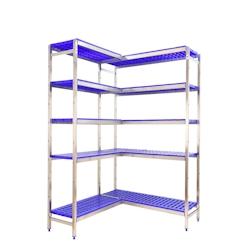 SimonRack Étagère en acier inoxyable corner SIMONINOX 5 plateaux en polypropylène 2000x1360x500 mm (haut x largeur x profondeur) - 8425437076169_0