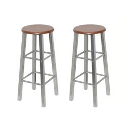 VidaXL Tabouret De Bar Lot De 2 Métal Avec Siège En Mdf - argenté 60562_0