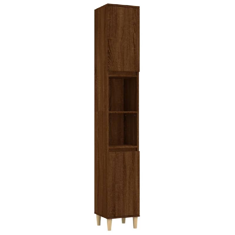 ARMOIRE DE BAIN 30 X 30 X 190 CM BOIS D\'INGÉNIERIE CHÊNE MARRON 02_0006538_0