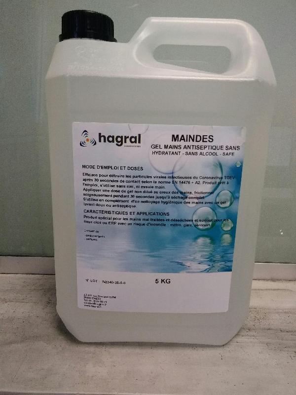 Bidon de 5 litres Gel désinfectant sans alcool, hydratant, pour les mains_0