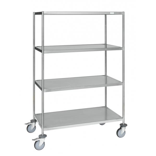 Chariot inox soudé C3 - KONGAMEK avec 4 tablettes - robuste et résistant jusqu'à 200 kg_0