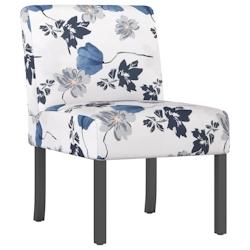 Décoshop26 - Chaise sans accoudoirs en tissu avec motif floral bleu DEC026271 - bleu 3000255726790_0