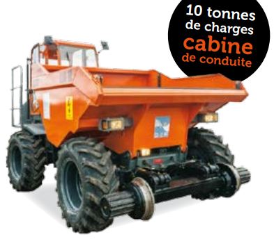 Dumper rail-route 7.2t D2R D100 RR - 10 tonnes de charge, cabine de conduite, benne à déversement frontal_0