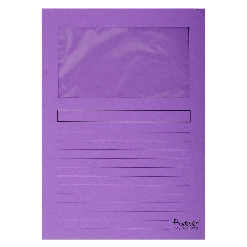 EXACOMPTA POCHETTE COIN À FENÊTRE EXACOMPTA FOREVER - CAPACITÉ 80 FEUILLES - VIOLET (LOT DE 100)