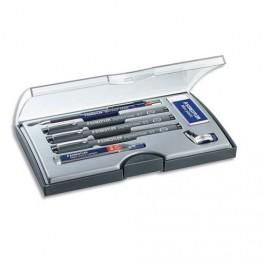 STAEDTLER COFFRET TECH SET 3 FEUTRES 0,3/0,5/0,7,1 PORTE-MINES, 1 ÉTUI MINES, 1 GOMME, 1 ATTACHE COMPAS